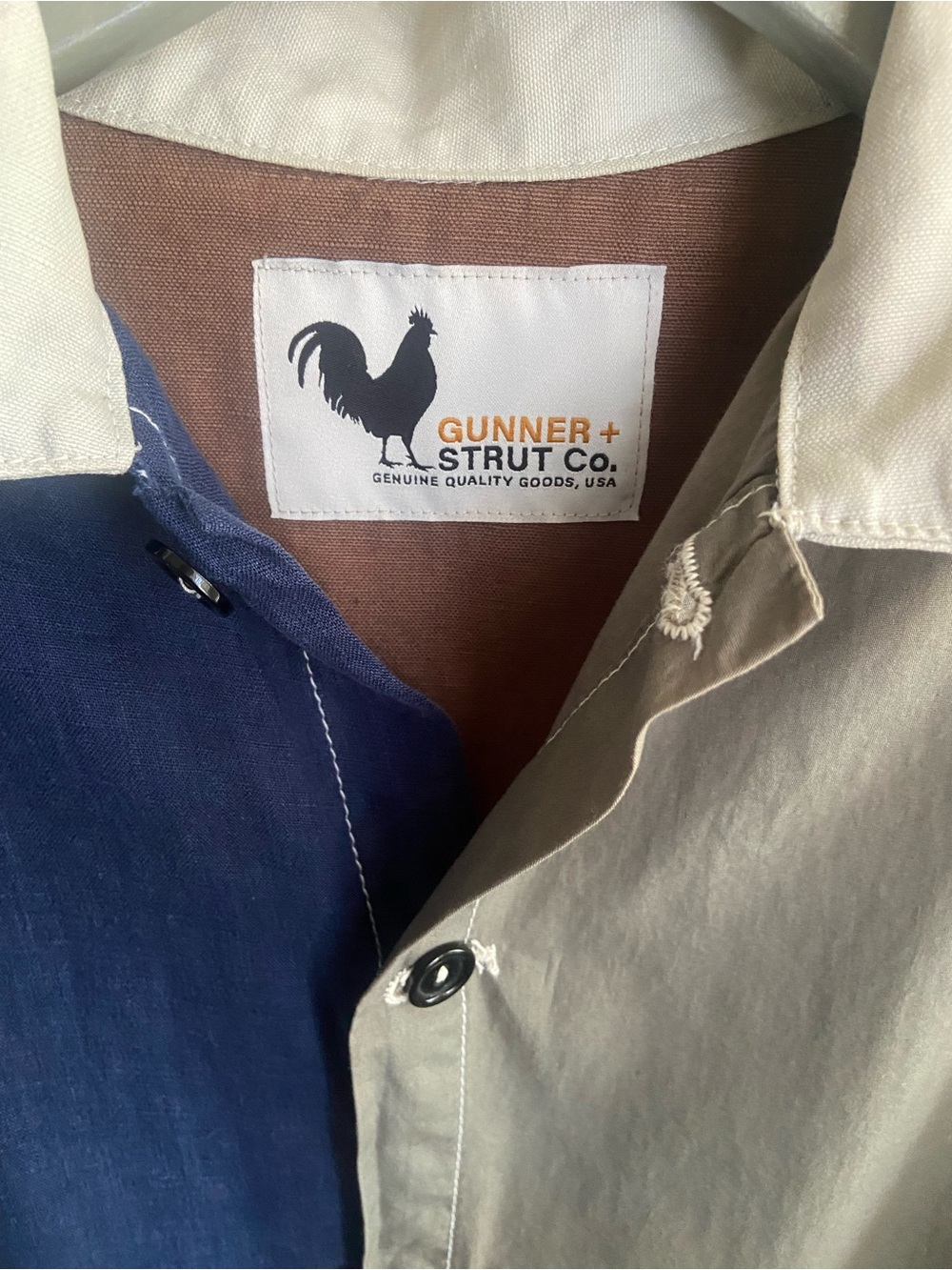 Colorblock Cotton Utility Jacket - Navy, Gray & Yellow - Picture 2 of 4